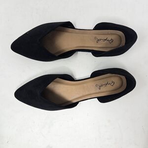 Qupid Black Suede Slip On Pointed Flats Women's Size 5.5